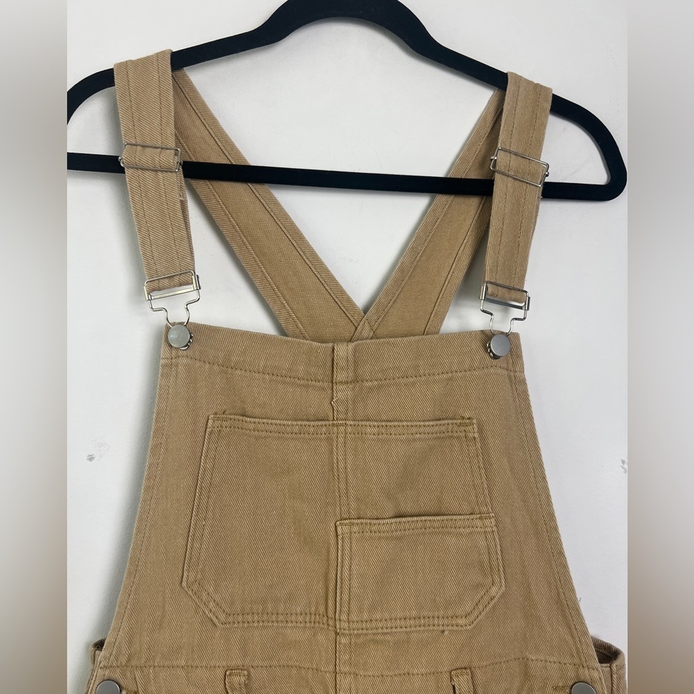 NEW Anrabess Small 4/6 Khaki Cross Back Design Denim Overalls - Picture 7 of 14